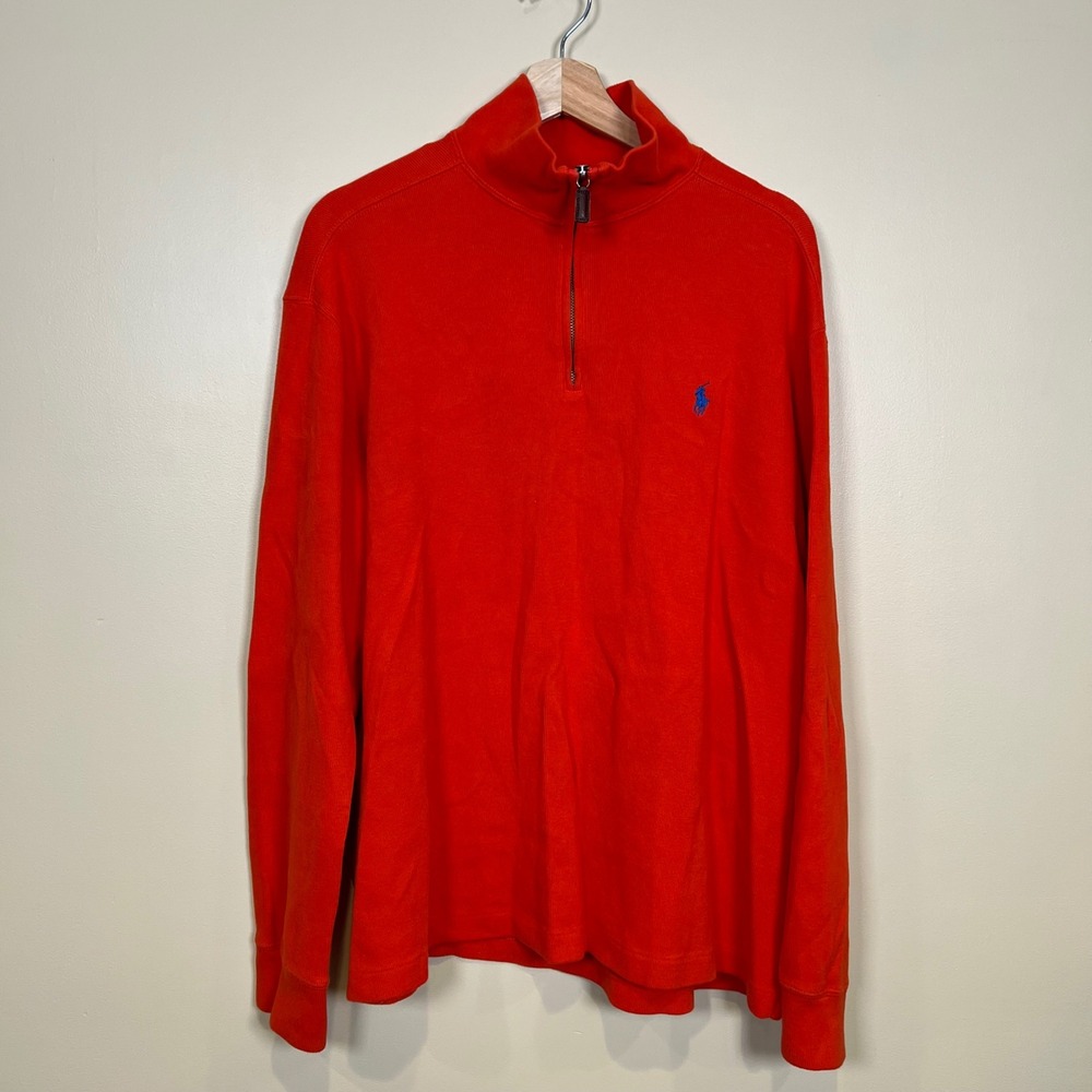 Polo Ralph Lauren Quarter Zip Pullover Mens XL Red Regular Fit Embroidered Pony